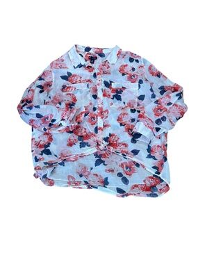 Gap Button Down Plus size Boyfriend Floral Women's size XXL 2X Shirt Top Blouse